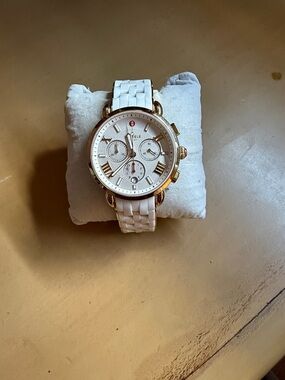 Michele Sport Sail Gold Tone Stainless Steel and Silicone Chronograph Watch